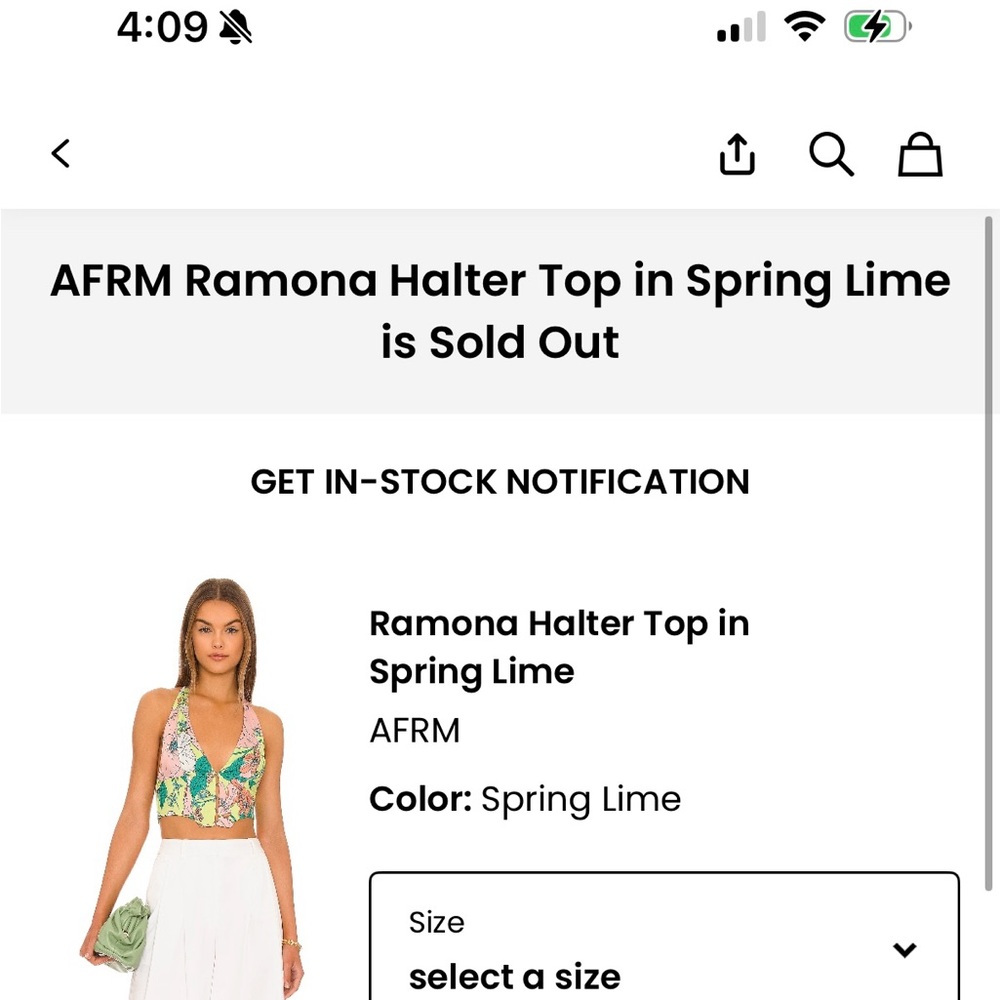 AFRM Women's Halter Top in Spring Lime